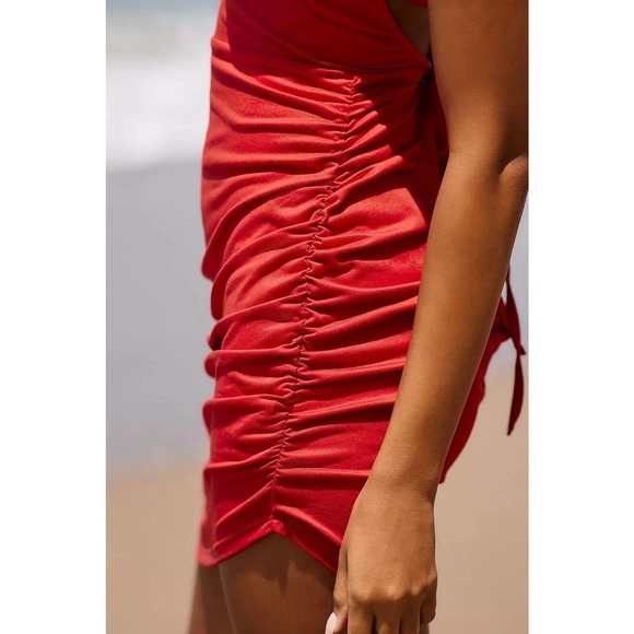 Anthropologie Hutch Womens Red Sleeveless Ruched Mini Asymmetrical Size XL - Picture 5 of 11